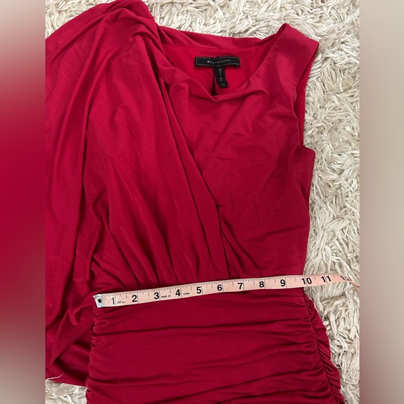 BCBG MAXAZRIA Venus Red Cocktail Mini Ruched Dress Size XS - Picture 3 of 7